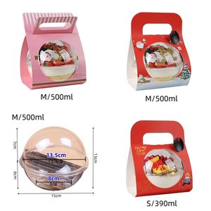 <b>Gift</b> <b>Box</b> Portable Baking Packing Bowl Sala Dessert <b>Cake</b> Container Mousse Ball <b>Box</b> Transparent Ball Shaped PET Plastic 500ml Food - Product Image 2