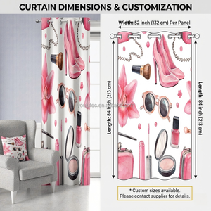 Rideau occultant de luxe européen à motif de maquillage numérique, thème de créateur de mode et de beauté, occultant 95 % de la lumière, thermique - Product Image 2