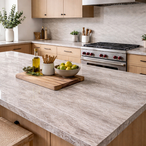 Solución Integral Personalizada de Fábrica: Encimeras de Travertino Natural Plateado para Cocina - Product Image 2