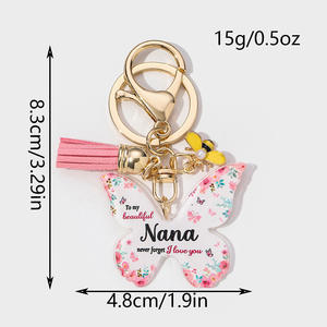 Llavero de Mariposa con la Frase "Nunca olvides que te quiero", Colgante Floral Acrílico con Borla y Dije de Abeja para Bolsos y Uso Diario - Product Image 3