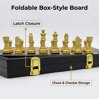 Jeu d'échecs Staunton avec plateau en bois et pièces en métal, jeu d'échecs international fait main et lesté pour la décoration de la maison ou comme cadeau