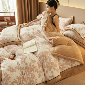 Literie d'hiver pour la maison, velours polaire épais, <span class=keywords><strong>housse</strong></span> <span class=keywords><strong>de</strong></span> <span class=keywords><strong>couette</strong></span> double face, drap plat, taie d'oreiller, rayures 5D, <span class=keywords><strong>flanelle</strong></span> polaire, linge <span class=keywords><strong>de</strong></span> lit - Product Image 3