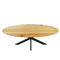 Table ovale Table à manger en bois pour restaurant Planche de bois Design ovale Table à manger en bois de chêne blanc