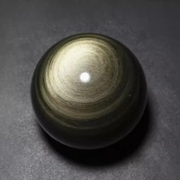 Sphère d'obsidienne chatoyante naturelle or et argent, boule de cristal d'obsidienne chatoyante, sphère de pierre précieuse de guérison pour la décoration intérieure