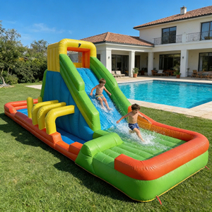Tobogán Acuático Inflable 3 en 1 para Niños con Arenero y Piscina, Castillo Inflable para Jardín, Juegos de Patio, Diversión con Arena y Agua - Product Image 1