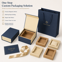 Boîte cadeau rigide magnétique de luxe bleu marine de style livre avec plateau intérieur en kraft pour emballage de cadeaux d'entreprise