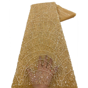 NI.AI nijerya boncuklu ve pullu Net dantel gelin işlemeli tül dantel kumaş ile inciler kadın düğün parti malzeme - Product Image 4