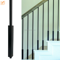 Balaustre de Escalera Metálico Cuadrado Negro Liso Moderno de Media Pulgada del Fabricante, Husillo de Hierro Forjado para Barandilla Interior
