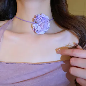 Ins Mode süße Stoff Blumen Halskette für Damen Charm Trend Choker Halskette