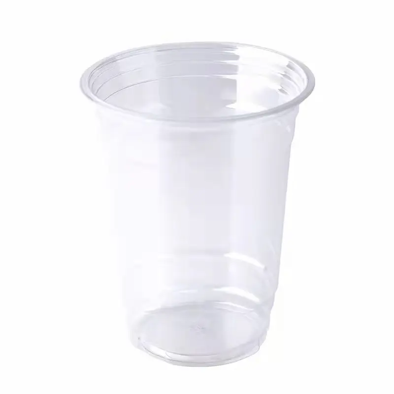 custom transparent disposable plastic drinking straw cup with clear lid for coffee and beverage