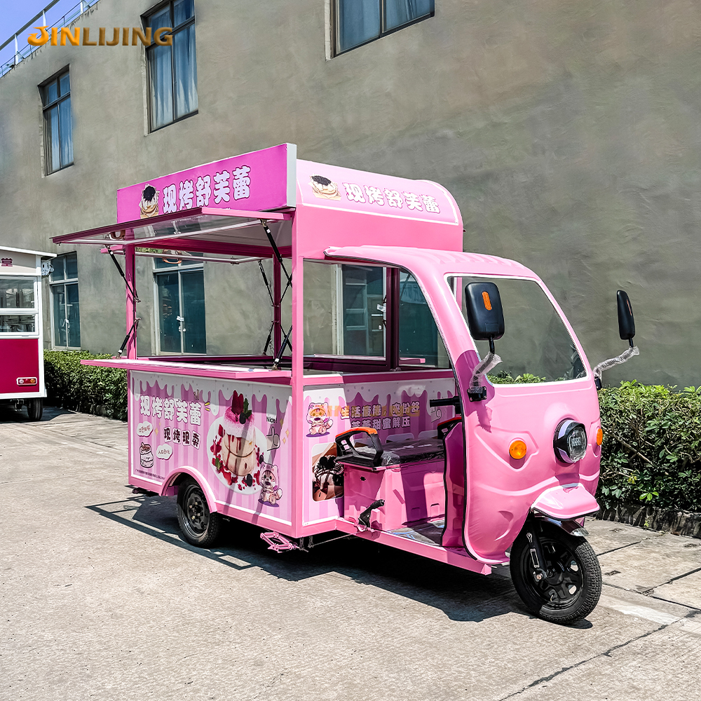 JINLIJING 3-колесный кофейный прицеп мобильный бар Tuk Food Truck розовый барбекю Мотоцикл Электрический трехколесный велосипед тележка для еды