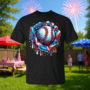 T-shirt Baseball Drip Ice Cream Sprinkles Glove 4th Of July - Product Image 3