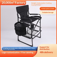 Grande chaise de réalisateur pliable avec cadre en fer et siège en toile, portable pour camping, maquillage, plage et bureau
