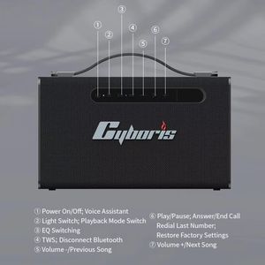 Haut-parleur portable T15 100W avec subwoofer, poignée RGB, étanche IPX6, sans fil, prise en charge des cartes TF, AUX, TWS, basses profondes, alimenté par batterie - Product Image 3