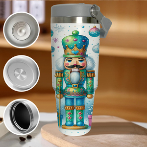 Gobelet isotherme de 30 oz en acier inoxydable, imprimé UV, motif <span class=keywords><strong>casse</strong></span>-<span class=keywords><strong>noisette</strong></span> de Noël coloré et mignon, avec poignée, pour les fêtes d'hiver et les voyages, écologique - Product Image 3