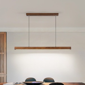 Walnut Wood Long Strip Pendant Light Led Modern Minimalist <b>Style</b> For Living Room And Dining Room - Product Image 2