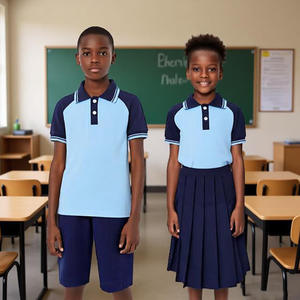 Personnalisation transfrontalière d'uniformes scolaires pour enfants, <span class=keywords><strong>uniforme</strong></span> <span class=keywords><strong>scolaire</strong></span> unisexe en coton - Product Image 4