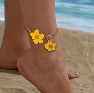 <span class=keywords><strong>Chaîne</strong></span> <span class=keywords><strong>de</strong></span> <span class=keywords><strong>cheville</strong></span> pour femme, nouvelle collection, en <span class=keywords><strong>or</strong></span> <span class=keywords><strong>massif</strong></span> 18 carats, avec diamant taille ovale et motif floral, boucle OT plaquée <span class=keywords><strong>or</strong></span>, certifiée GIC, idéale pour les soirées - Product Image 1