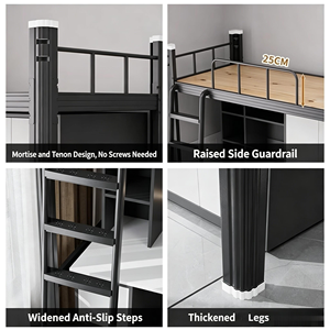 Struttura letto in metallo personalizzata all'ingrosso, telaio in ferro saldato stabile per camere d'albergo, alloggi per il personale e spazi comuni - Product Image 4