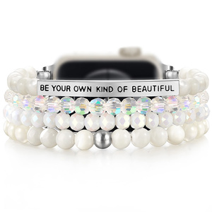 <span class=keywords><strong>Bracelet</strong></span> perlé à la mode pour femmes avec bande respirante <span class=keywords><strong>Compatible</strong></span> iWatch Series <span class=keywords><strong>SE</strong></span> 6 5 4 3 2 1 38mm 40mm 42mm 44mm Bracelets de montre - Product Image 3
