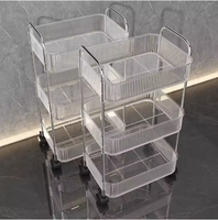 Chariot de salon multifonctionnel moderne le plus populaire, étagère de rangement, chariot de beauté SPA en acrylique pour salon de beauté