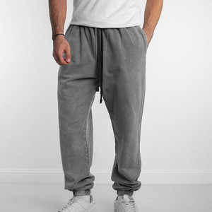 Pantalons de survêtement décontractés pour hommes personnalisés, 100% coton, lavage vintage, taille mi-haute, poids lourd, écologiques - Product Image 1