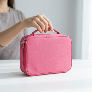 Trousse de Maquillage de Taille Moyenne, Sac Textile Multifonctionnel avec Fermeture Éclair et Poignée Souple pour le Rangement du Maquillage - Product Image 6