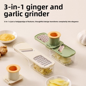 Râpe à gingembre et à ail multifonctionnelle 3 en 1 en acier inoxydable, presse-ail manuelle en métal robuste pour restaurant - Product Image 4