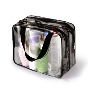 Promotion Travel Wash <b>Bag</b> Women <b>Large</b> Capacity Clear <b>Makeup</b> Cosmetic <b>Bags</b> Custom PVC Double Layers - Product Image 1