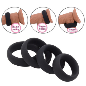 Juguete sexual para mejorar la erección del pene para hombre, juego de anillos de pene de 4 tamaños para retrasar la eyaculación, anillo de Pene negro grande, anillo de silicona para pene - Product Image 2
