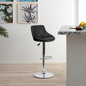 Taburete de <span class=keywords><strong>Bar</strong></span> Comercial Ajustable de Cuero Sintético Negro Clásico Moderno para <span class=keywords><strong>Bar</strong></span>, Cafetería, Apartamento, Hogar, Comedor, Centro Comercial - Product Image 2