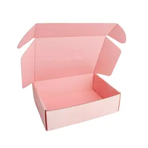 波纹可回收定制标志粉色礼品包装纸邮政纸装运箱