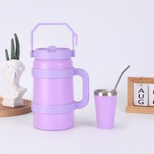 Thermos en acier inoxydable 304, classique, haute valeur esthétique, grande capacité, portable pour l'extérieur, gourde de sport avec poignée, pour boissons froides - Product Image 6