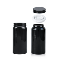 Flacon à pilules en aluminium noir et blanc, conteneur vide pour suppléments en métal, pot en aluminium à bouchon à vis pour capsules