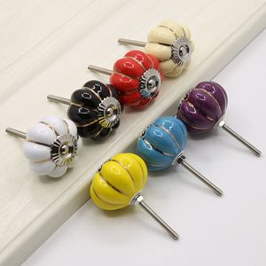 <span class=keywords><strong>Pomos</strong></span> de cerámica de color con orificio pasante, diseño de calabaza, estilo lujo ligero, moderno <span class=keywords><strong>y</strong></span> minimalista, para cajones, armarios <span class=keywords><strong>y</strong></span> roperos, con diseño artístico de dibujos animados - Product Image 3