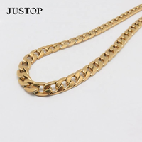Collar de Cadena Unisex Personalizado Justop de Acero Inoxidable con Baño de Oro de 18K, Joyería Ecológica Moderna Modelo 9102688 para Hombres y Mujeres