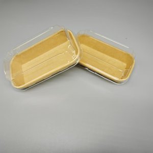 Plateau à sushi en papier kraft de style japonais avec impression de logo personnalisée, plateau à sushi jetable, boîte à sushi en papier avec couvercle transparent en PET - Product Image 3