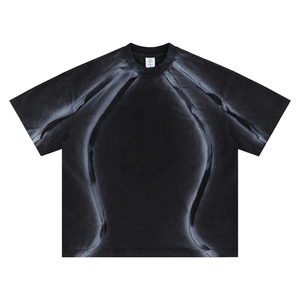 Nouveautés 2026 T-shirt vintage pour homme en polyester/coton, délavé à l'acide, surdimensionné, avec couture inversée, couleur personnalisée - Product Image 1