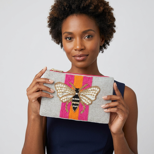 Porte-monnaie perlé écologique IQRA CREATION avec fermeture éclair, sangle détachable, doublure en polyester et design coloré - Product Image 1