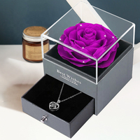 Valentines Moeder Dag Cadeau Geconserveerde Rozen In Acryl Doos Bewaarde Rozen Doos Met Ik Hou Van Je Ketting Cadeau