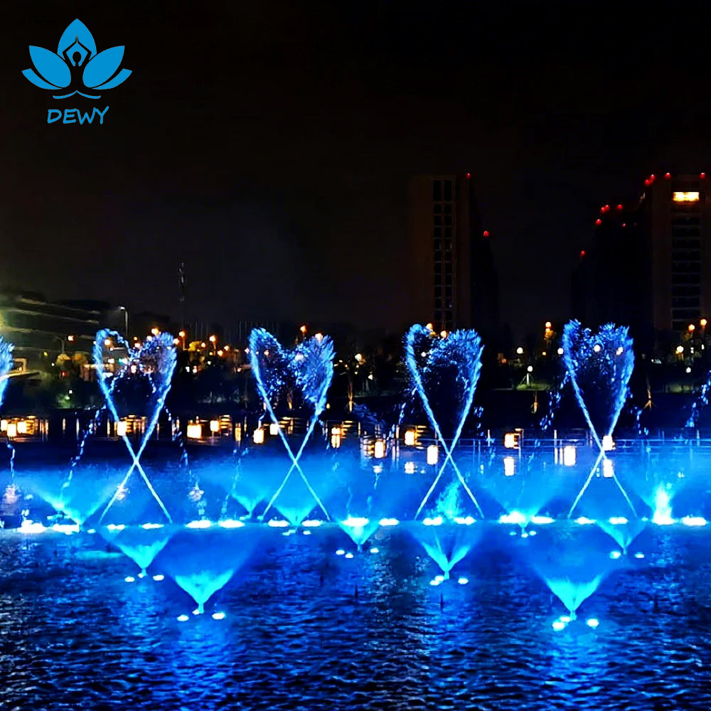 DMX Controlled Stainless Steel Modern Outdoor Music Fountain Dry Land Deck Dancing Water Light Floor Decor