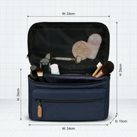Sac cosmétique imperméable en polyester avec fermeture éclair, poignée souple, plusieurs poches, grande capacité, étui de rangement portable pour maquillage, logo personnalisé