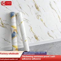 Autocollants muraux 3D en PVC mousse géométrique dorée marbrée, ignifuges et imperméables, pour appartements et hôtels