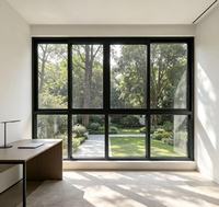 Ventana Moderna de Aluminio con Marco Estrecho, Ventana Abatible de Aluminio con Cristal Grande para Balcón de Villa o Solárium
