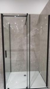 Hiện đại vuông rõ ràng Kính trượt Màn hình tắm với chải khung phòng tắm thùng - Product Image 5