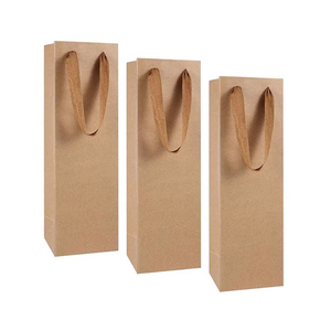 Bolsa de papel kraft de tamaño personalizado para botella de vino, cerveza, con asas de algodón, bolsa de papel para vino negro, venta al por mayor - Product Image 6