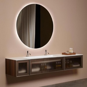 Antonio Lupi Circus 72 LED Espejo de maquillaje Diseño Art Deco con marco de vidrio personalizable Material de metal para un maquillaje perfecto - Product Image 2