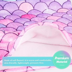 <span class=keywords><strong>Couverture</strong></span> en flanelle sirène pour fille, <span class=keywords><strong>couverture</strong></span> en flanelle douce quatre saisons, sac de couchage <span class=keywords><strong>petite</strong></span> sirène - Product Image 5