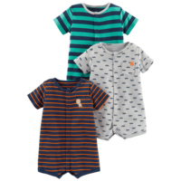 Vêtements pour bébé imprimés de dessins animés, barboteuses à rayures brodées, vêtements pour bébé garçon, motif personnalisé, appliqué, autres vêtements pour bébé