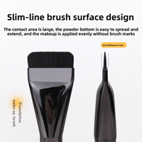 Kuas Foundation Cair Kepala Datar Gagang Plastik Hitam Bulu Sintetis Super Lembut Tidak Menyerap Ringan Kuas Makeup Tanpa Sambungan